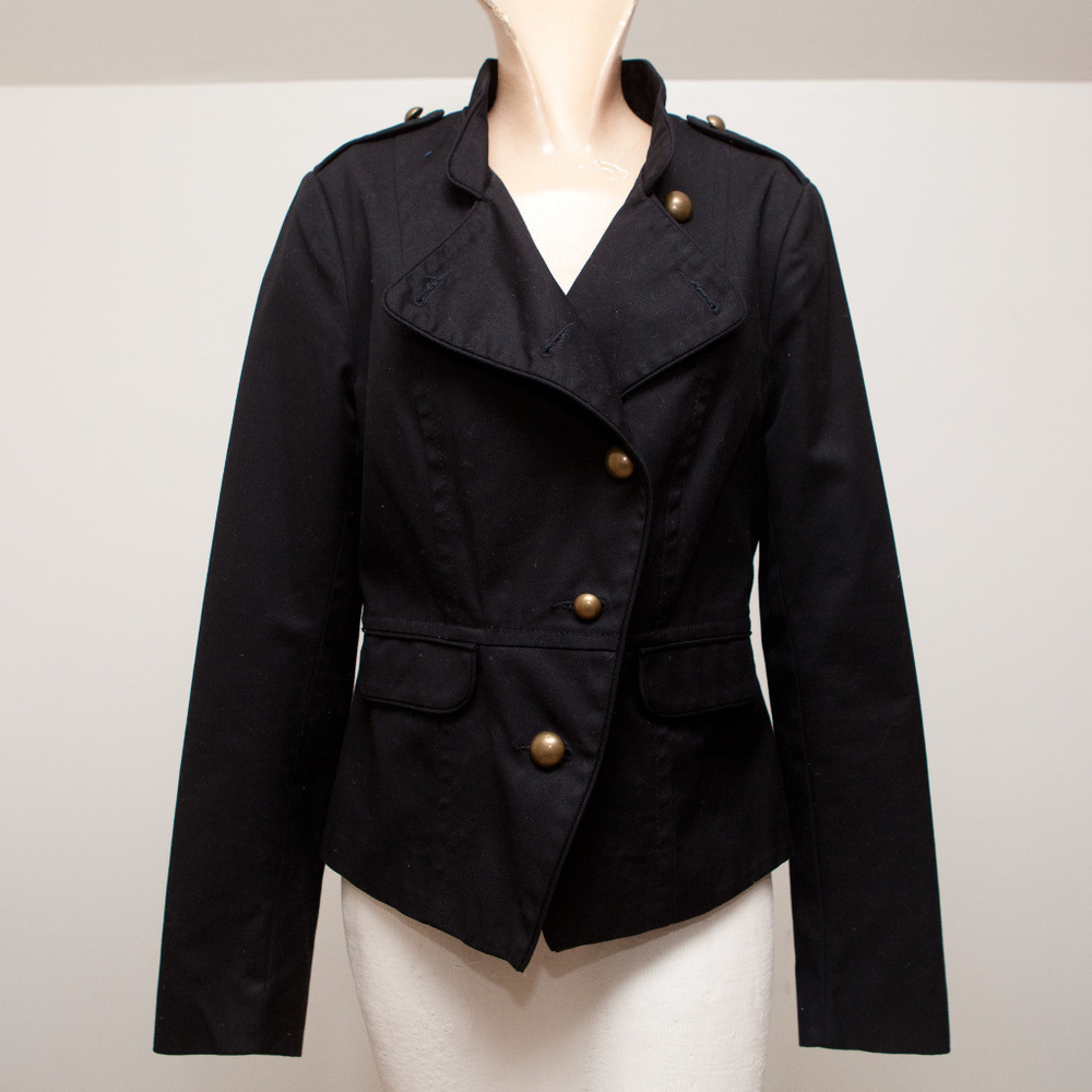 Black Military Jacket with Brass Buttons